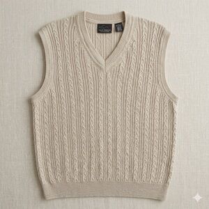 Greg Norman Collection | Linen Cotton Cable Knit Sweater Vest Large